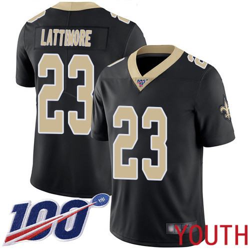 New Orleans Saints Limited Black Youth Marshon Lattimore Home Jersey NFL Football 23 100th Season Vapor Untouchable Jersey